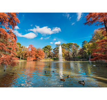 Retiro Park in autumn Lounge Photo Wallpaper - TenStickers