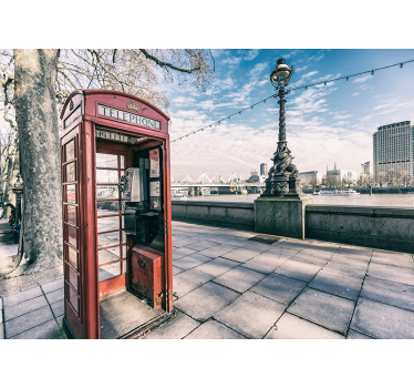 Red telephone box London City wall mural - TenStickers
