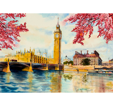 Painting Big Ben City wall mural - TenStickers