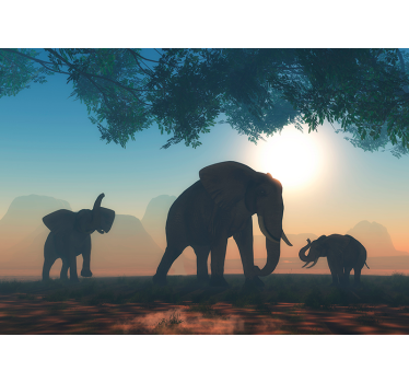 Wild Elephant Mural Wallpaper - TenStickers