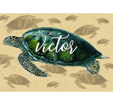 Sea turtle with name vintage wall mural - TenStickers