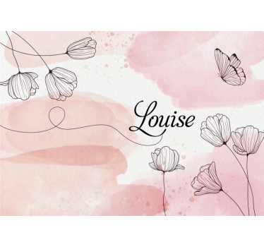 Beautiful flowers with name custom murals - TenStickers