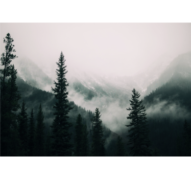 Trees between mountains wall mural - TenStickers