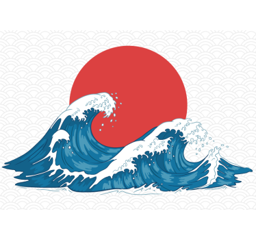 japanese wave vintage sea water mural wallpaper - TenStickers