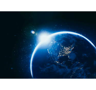 Earth from the space with solar flare world map wall mural - TenStickers