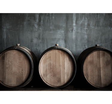 Mural stone wall wooden barrel design - TenStickers