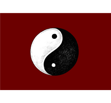 Yin yang with red background zen mural - TenStickers