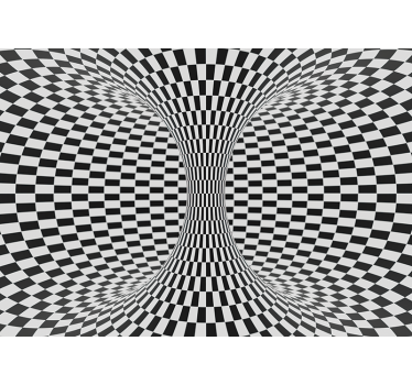 3D black and white tunnel 3d mural wallpaper - TenStickers