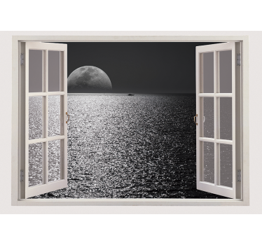 Sea from the white window under the sea wall mural - TenStickers