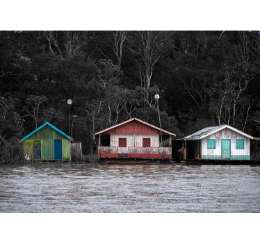 Colorful River Houses landscape wall mural - TenStickers