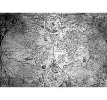 Gray worldmaps Home office mural - TenStickers
