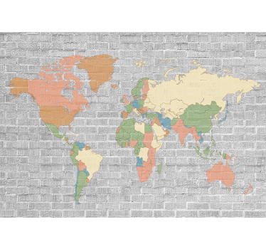 Stone pattern vintage world map wall mural - TenStickers