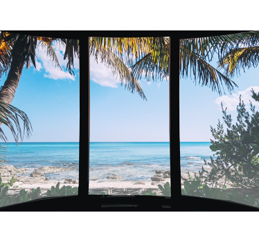 Sea landscape from window 3d mural wallpaper - TenStickers