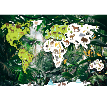 Safari worldmap wall mural - TenStickers