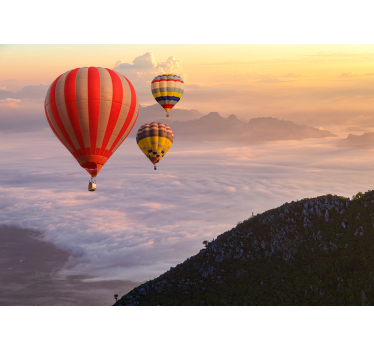 Hot-air balloons in the sky wall mural - TenStickers