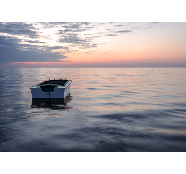 Lonely boat lake sea wall mural - TenStickers