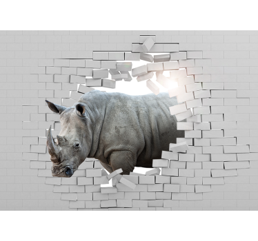 3d rhinoceron mural wallpaper - TenStickers