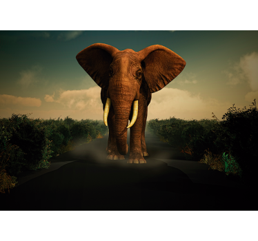 Elephant on road mural wallpaper - TenStickers