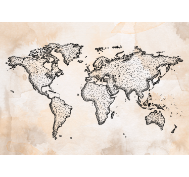 Illustrated lines world map wall mural - TenStickers