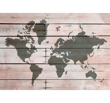Wooden plank coloured world map wall mural - TenStickers