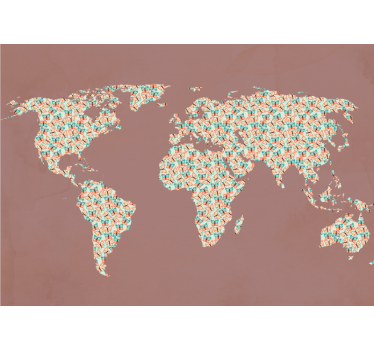 Butterfly painted world map wall mural - TenStickers