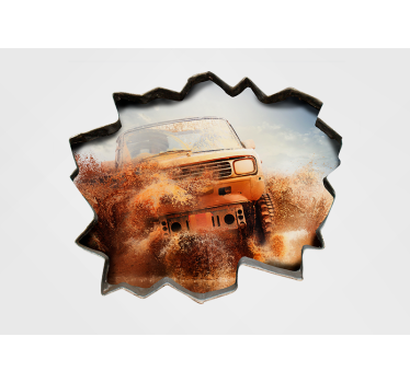 Race car breaking white wall car mural - TenStickers