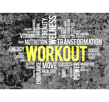 Workout fitness mind map word wall mural - TenStickers