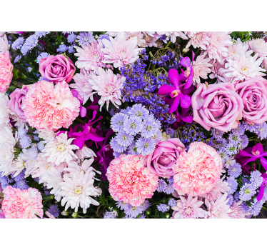Pink purple flowers mural wallpaper - TenStickers