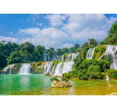 3D tropical waterfall 3d mural wallpaper - TenStickers