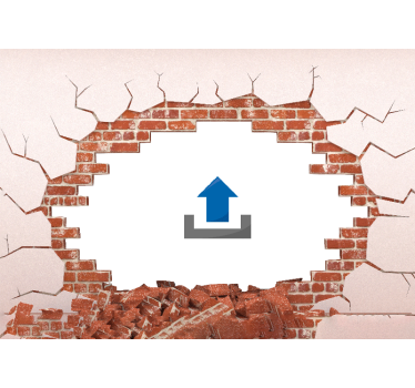 Broken wall bricks 3d with photo custom mural - TenStickers
