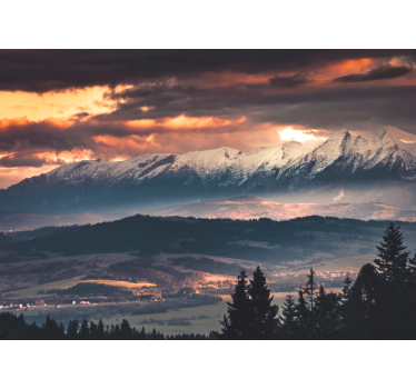 Majestic snowy peaks wall mural mountain - TenStickers