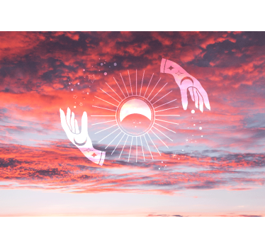 Two hands in the sky zen mural - TenStickers