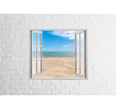 Brick wall with a window photo brick mural - TenStickers