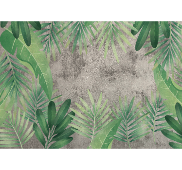 Tropical plants on concrete imitation mural wallpaper - TenStickers