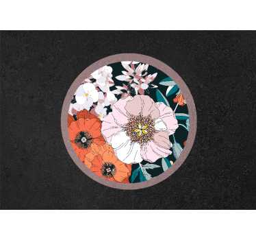 Flower wall mural floral circle design - TenStickers