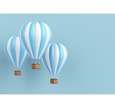 Hot air balloon white and blue Children Wall Murals - TenStickers