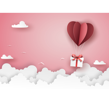 Hot air balloon with gift box Children Wall Murals - TenStickers