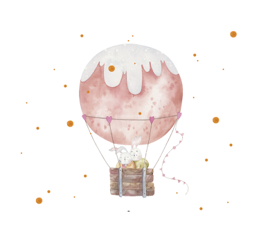 Cute rappits hugging in a balloon Children Wall Murals - TenStickers