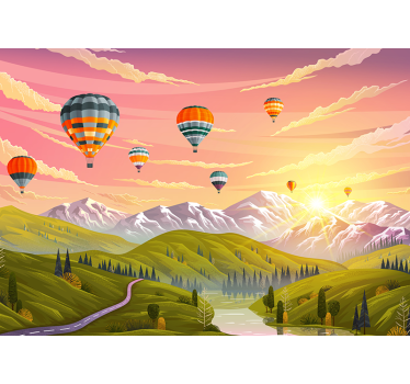 Colorful hot air balloons on mountain Children Wall Murals - TenStickers
