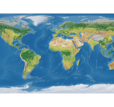 Geographic realistic world map 3d mural wallpaper - TenStickers