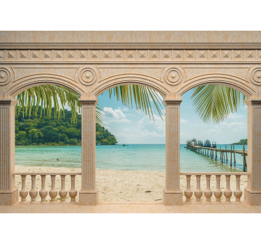 Greek archs with sea views 3d mural wallpaper - TenStickers