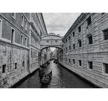 City wall mural venetian waterway scene - TenStickers