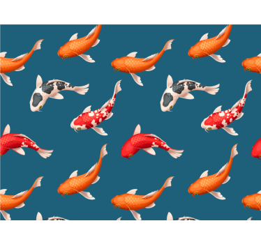 Koi fish pattern blue background Bathroom Wall Murals - TenStickers