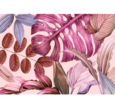 Flower wall mural lively tropical foliage - TenStickers