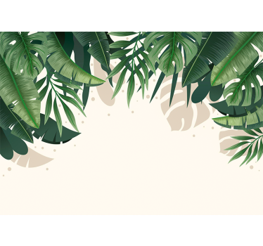 Green tropical leaves mix modern mural wallpaper - TenStickers