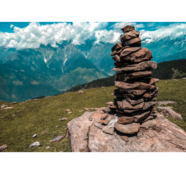 Wall mural mountain stacked stone design - TenStickers