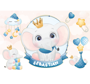 Nursery wall mural cute elephant design - TenStickers