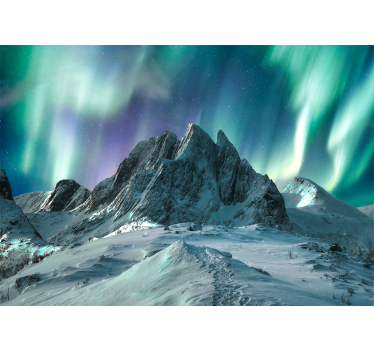 Landscape wall mural mountain auroras show - TenStickers