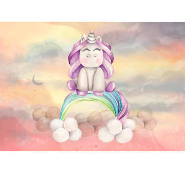Colourful baby unicorn fantasy mural - TenStickers