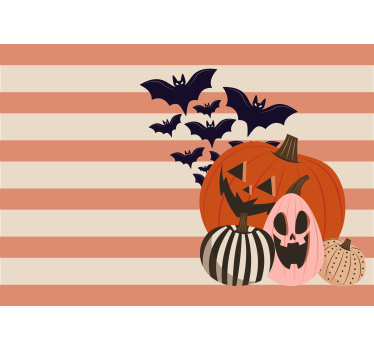 Wall mural halloween jack-o-lanterns and bats - TenStickers
